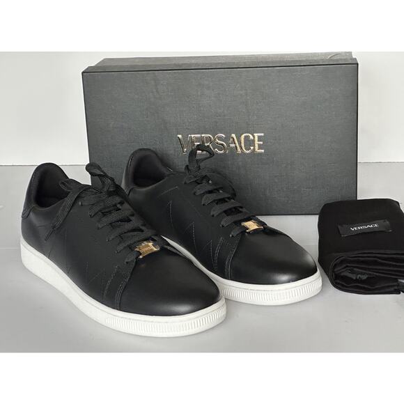 Versace Medusa Men's Black Leather Sneakers 10 US (43 Euro) 1016936 NIB - Picture 14 of 16